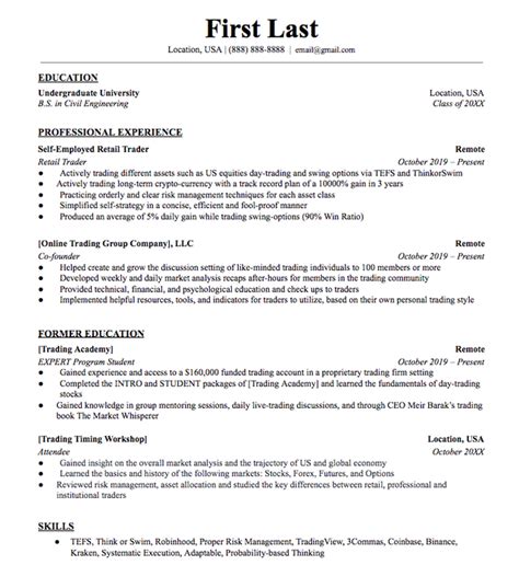 Seeking Feedback For A Trading Proprietary Firm Resume Appreciate It A Lot Rresumes