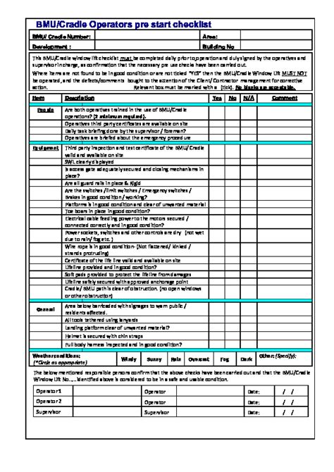 5 Bmu Window Cradle Inspection Checklist Pdfcoffeecom