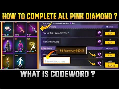 How To Complete Pink Diamond Event In Free Fire Codeword Mission