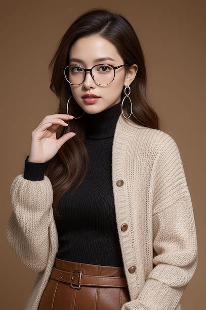 Premium Ai Image A Woman Wearing Glasses And A Sweater With A Sweater