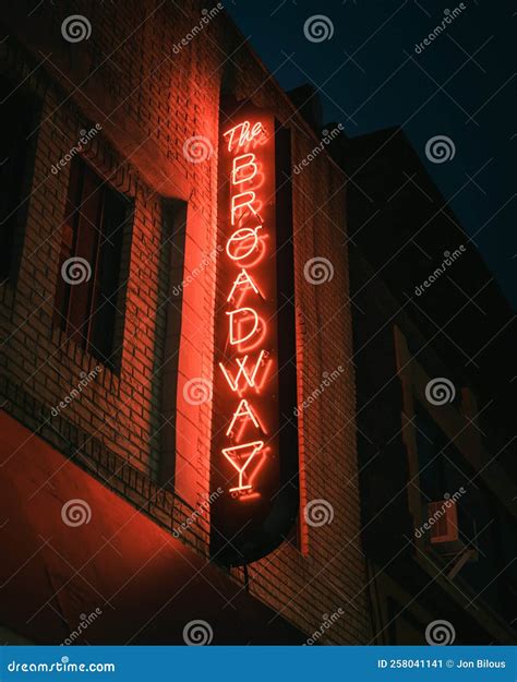 The Broadway Neon Sign at Night, Brooklyn, New York Editorial Photo ...