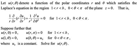 Solved Let u(r,θ) denote a function of the polar coordinates | Chegg.com