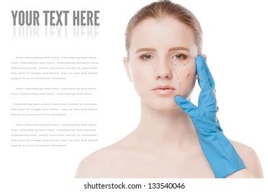 Beautician Touch Draw Correction Lines On Stock Photo