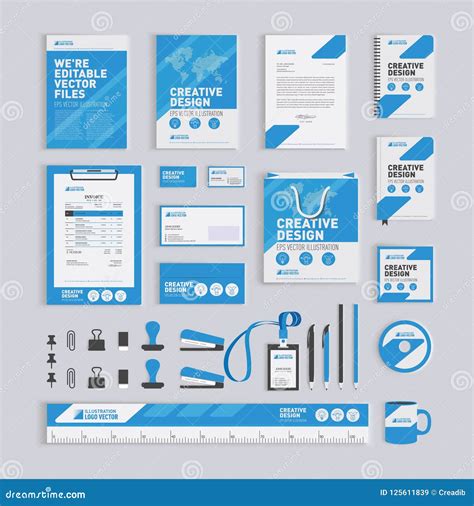 Blue Geometric Corporate Identity Design Template Stock Vector ...