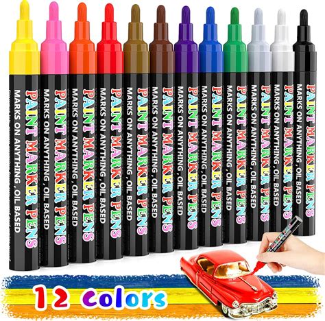 Aroic Paint Pens Paint Markers 16 Colors Oil Based Waterproof Paint Marker Pen Set