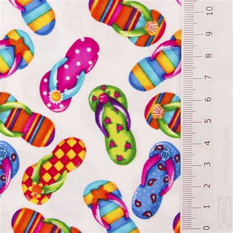 White Flip Flop Fabric By Timeless Treasures Usa Etsy