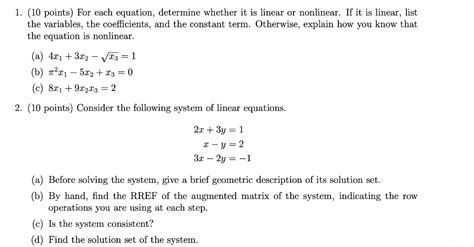 Solved 1 10 Points For Each Equation Determine Whether