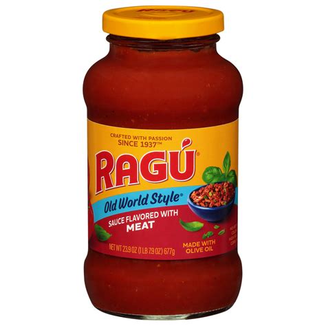 Ragu Old World Style Sauce Flavored With Meat Old World Style Front Right Elevated