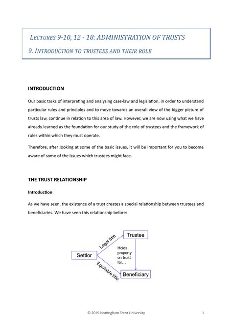 Lecture 9 Introduction To Trustees Lectures 9 10 12 18