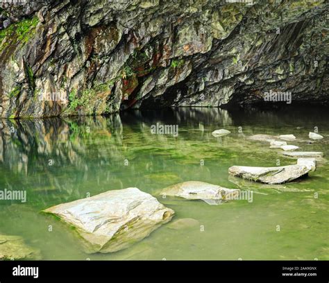 Stepping Stones In The Colourful Cave At Rydal Water Lake District