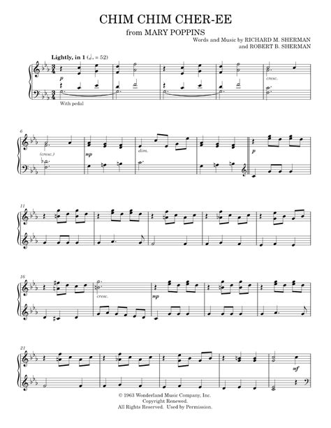 Play Official Version Of Chim Chim Cher Ee From Mary Poppins Sheet