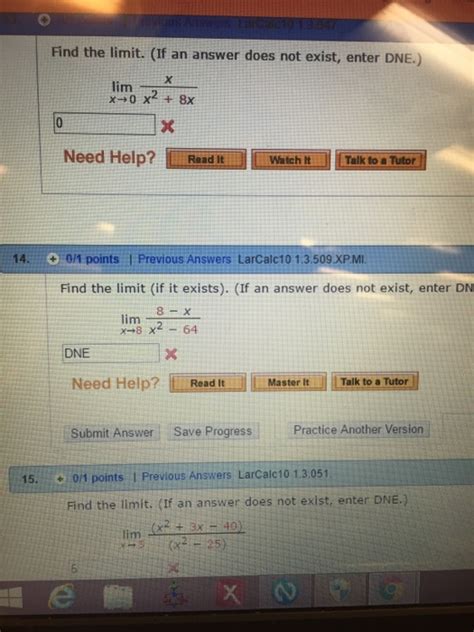 Solved Find The Limit If An Answer Does Not Exist Enter