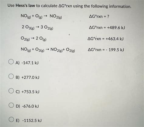 Solved Use Hesss Law To Calculate Δg∘ Rxn Using The