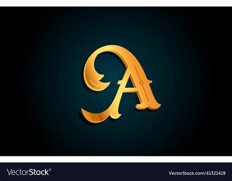 Golden A Alphabet Letter Logo Design Icon Vector Image