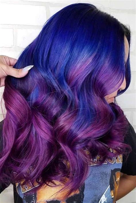 Best Purple And Blue Hair Looks Galaxy Hair Color Long Ombre Hair