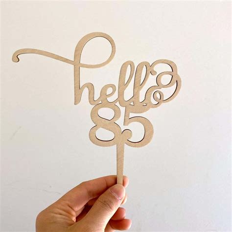 Wooden Hello 85 Happy Birthday Cake Topper Party Supplies