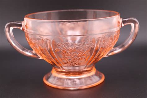 Federal Glass Pink Depression Glass Sharon Cabbage Rose Sugar Bowl Etsy