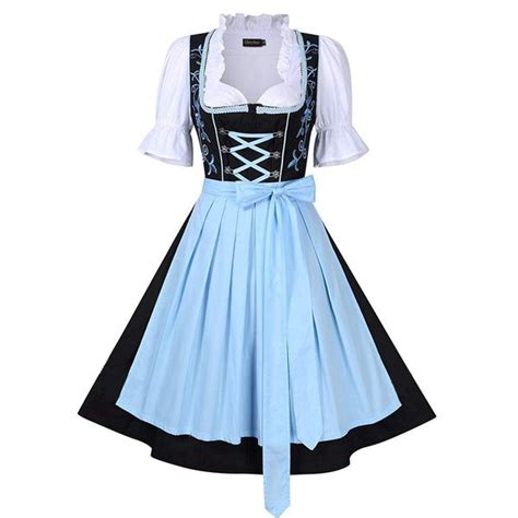 Womens German Beer Girl Costume Fraulein Dirndl Fancy Dress Oktoberfest