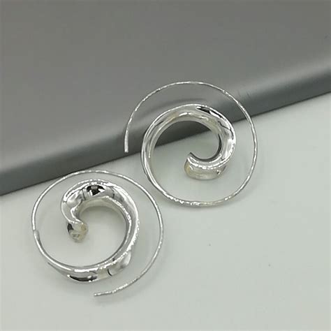 Spiral Silver Hoops Silver Hoop Earrings Silver Jewelry Etsy