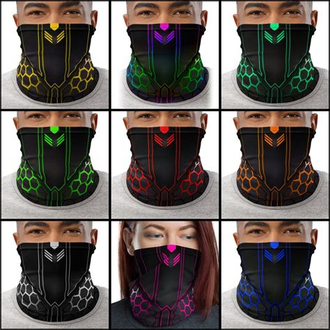 Ninja Face Mask Neck Gaiter Cyberpunk Armor High Tech Futuristic