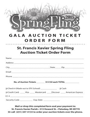 Fillable Online Petoskeysfx Gala Auction Ticket Order Form St