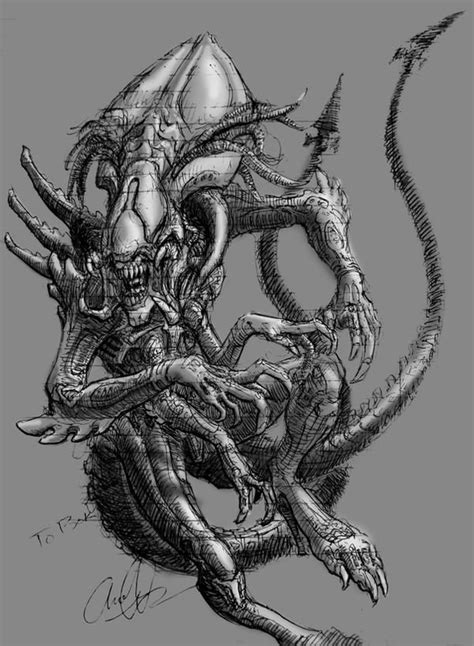 Queen Predalien Sketch By Art Minion Andrew On Deviantart Alien Vs