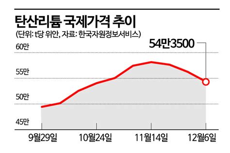 치솟던 리튬가격 하락세中 공급과잉 우려