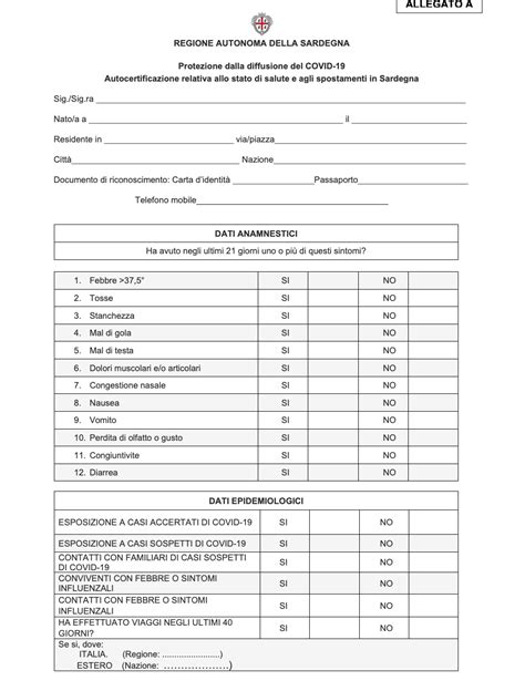 Ecco Il Nuovo Modulo Per Entrare In Sardegna Il Questionario Sanitario