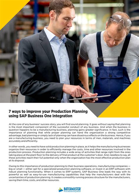 7 Ways To Improve Your Production Planning Using SAP Business One