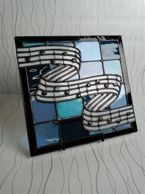 Music Staff Stained Glass Suncatcher Panel Etsy