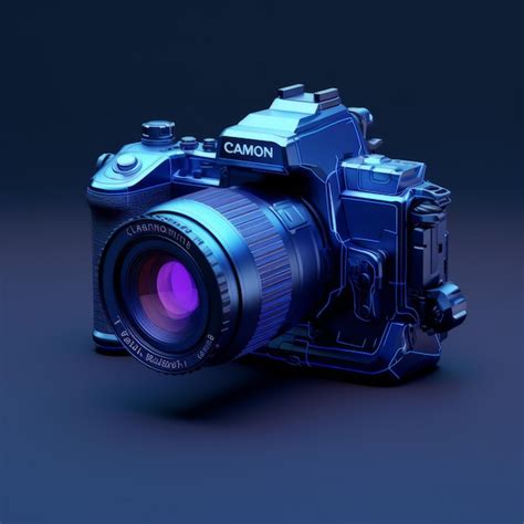 Premium Photo Capturing The Future In 3d The Isometric Blue Canon Camera On A Dark Background