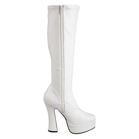 Bottes Plateforme Blanches Vinyle Ann Es Hippie Disco Botte Haute