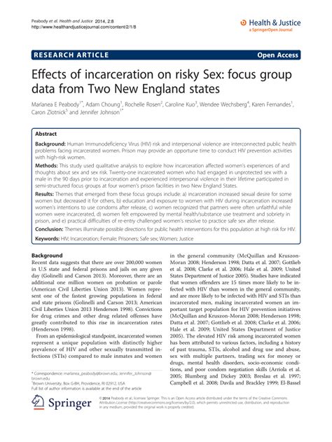 Pdf Effects Of Incarceration On Risky Sex Focus Group Data From Two New England States