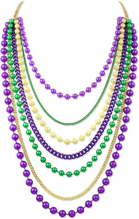 Amazon Isaloe Mardi Gras Beads Necklace Colorful Beaded Necklaces