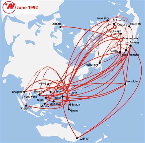 Maps of Northwest’s Boeing 747 routes over the years - Northwest ...