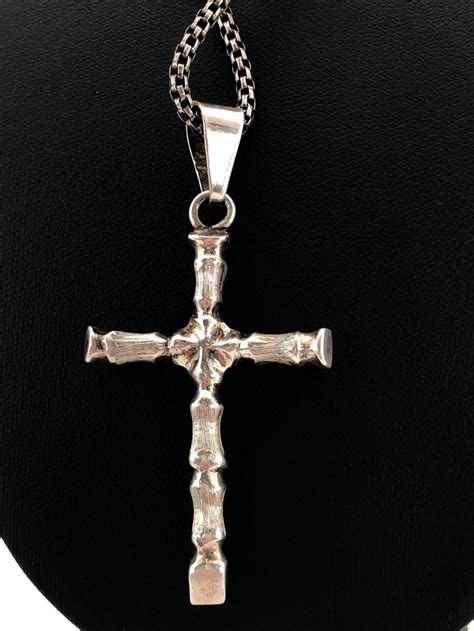 Lot Sterling Silver Cross Pendant Necklace