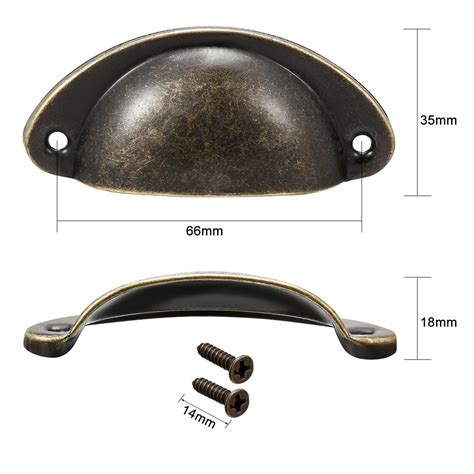 Mm Hole Centers Brushed Cup Shell Drawer Pull Handle Bronze Tone