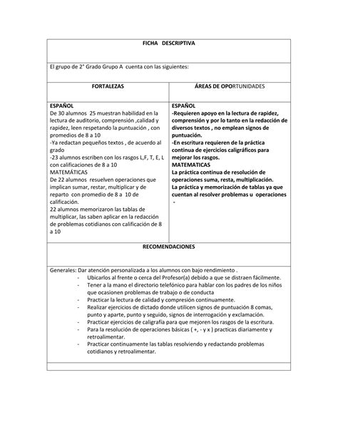 Ficha Descriptiva De Un Grupo De Secundaria 1