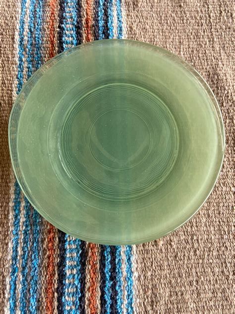 Vintage Light Green Glass Plates Set Of 3 Salad Plates Etsy