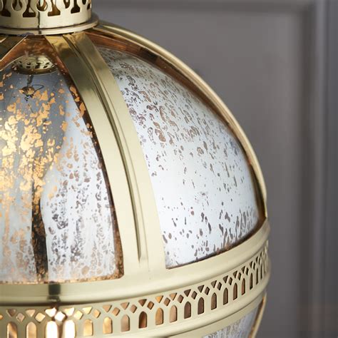 Opulent Globe Pendant Brass And Mercury Glass Small Lightbox