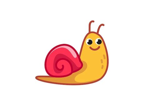 Premium Vector Cute Happy Cartoon Snail With Pink Shell The Baby