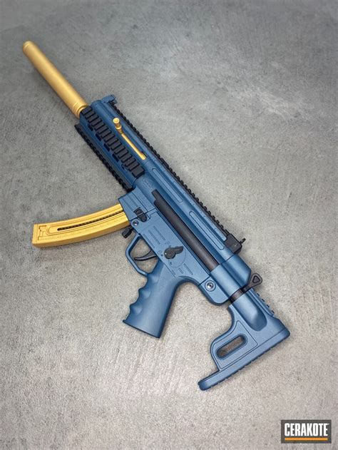 Two Tone Gsg 16 Cerakoted Using Gold And Blue Titanium Cerakote