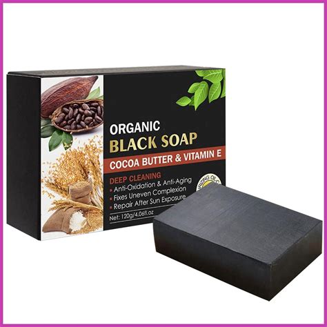 African Black Soap Bar Black Soap Cocoa Butter With Vitamin E Bubbly