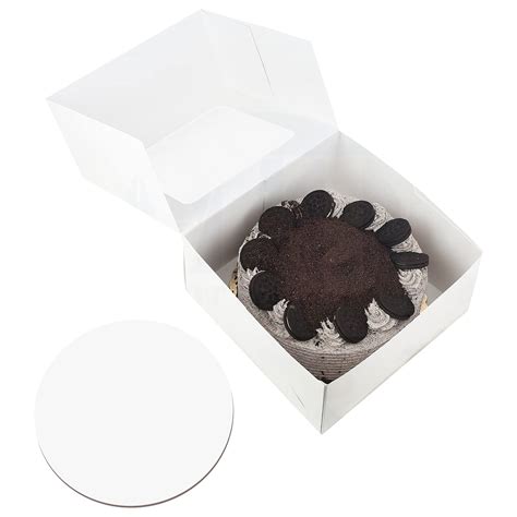 Buy 8 Inch White Cake Boxes With Window Square Cake Box With Round Cake