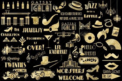 Gold Foil Art Deco Gatsby Party Elements