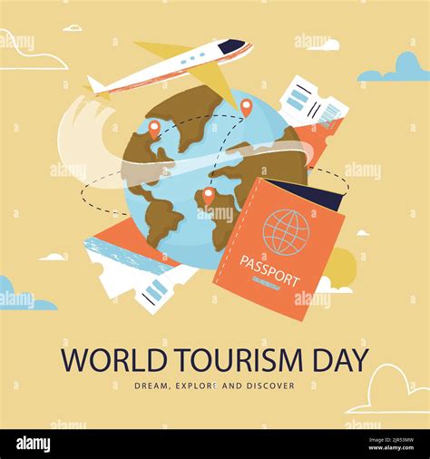 Flat Illustration For World Tourism Day Celebration Vector Illustration