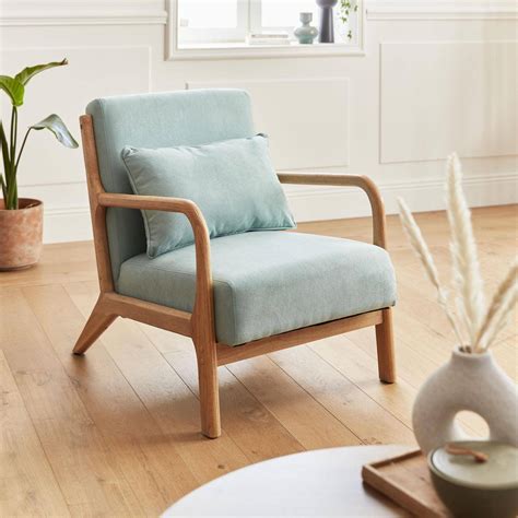 Fauteuil Design Vert D Eau En Bois Et Tissu Pieds Compas Scandinave