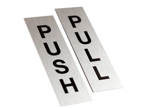 Buy Metal Push Pull Door Signs 1 5 X 5 Brushed Silver Aluminum Set