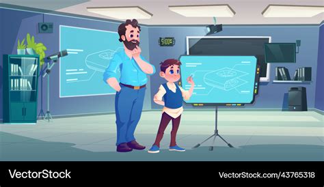 Teacher And Child In Computer Classroom School Vector Image