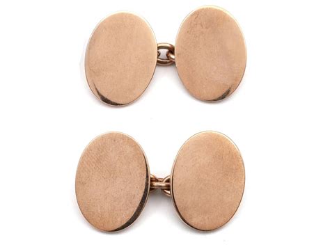 Heavy Oval Polished 9kt Rose Gold Cufflinks